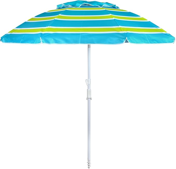 Beach Umbrella, 7ft Umbrella with Sand Anchor & Tilt Pole, Portable UV 50+ Protection Wind Vent Canopy Carry Bag, CA1601