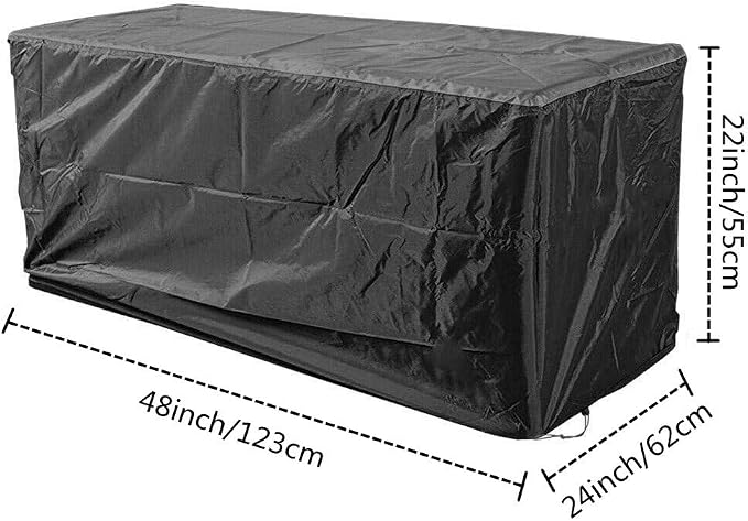 Outdoor Deck Box Cover 420D Waterproof Patio Storage Box Cover Outdoor Deck Box Ottoman Bench Cover Protects from Outdoor Rain Wind and Snow Black 48"L x 24"W x 22"D