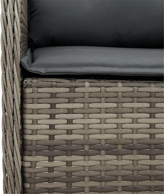 Afuera Living 3 Piece Poly Rattan Garden Dining Set, Black/Dark Gray Finish, Tempered Glass Table, Weather-Resistant Cushions, Modern Patio or Garden Seating for 2 People
