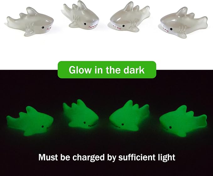 18Pcs Great White Shark Resin Statue, Mini Sharks for Terrarium Decor, Garden Landscapes, Moss Scenes, Desk Miniatures, Whale Shark Decor Resin Art, Miniature Animal Figure Collectible