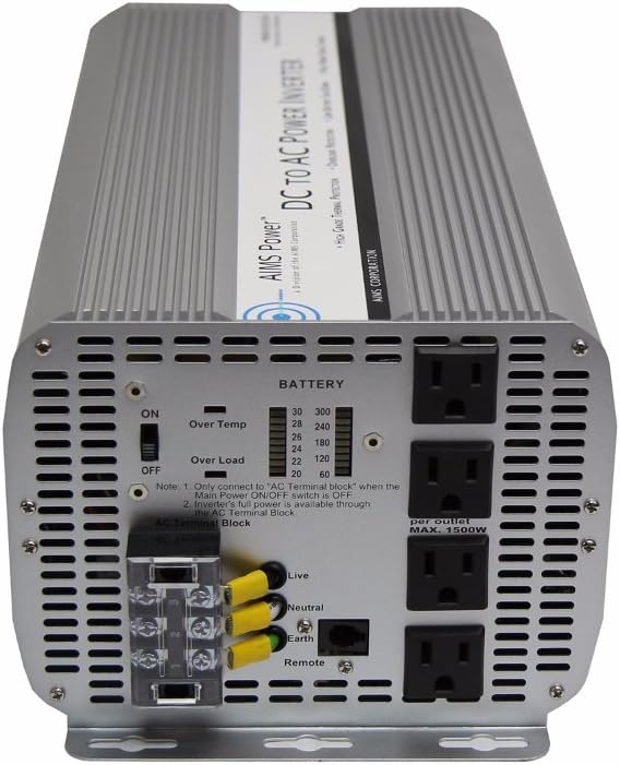 AIMS 5000W 24V Modified Sine Inverter 120V GFCI Terminal Block