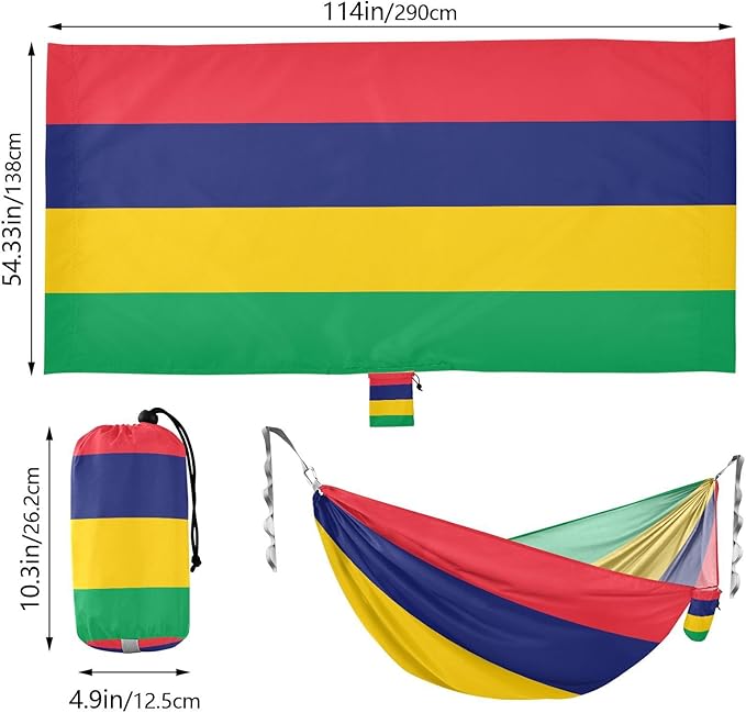 National Flag of Mauritius Hammocks with Portabl Carry Bag Backyard Hammock for Indoor Outdoor Patio