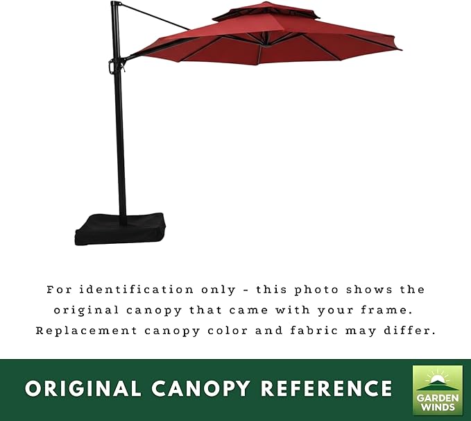 Garden Winds Reinforced RipLock 350 Replacement Canopy Top Cover Compatible with Garden Treasures 11’ Offset Umbrella Models YJAF-819R, YJAF-819D, YJAF-81903A, YJAF-81903B, YJAF-81903C - Beige