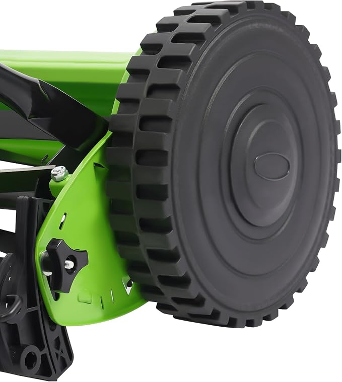 Push Reel Lawn Mower 15.75-Inch Manual with Adjustable Height and Grass Catcher for Small Medium Lawns Yards Home Use