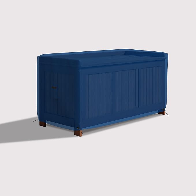 Covers & All Patio Deck Box Cover - Heavy Duty 18 Oz Waterproof Outdoor Yard Cushion Storage Box Protection 100% Weather Resistant with Air Pockets and Drawstring. (63” W X 30”D x 28”H, Blue)