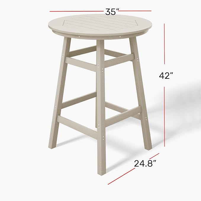WestinTrends Malibu Outdoor 35" HDPE Round Patio Bar Height Table, Red