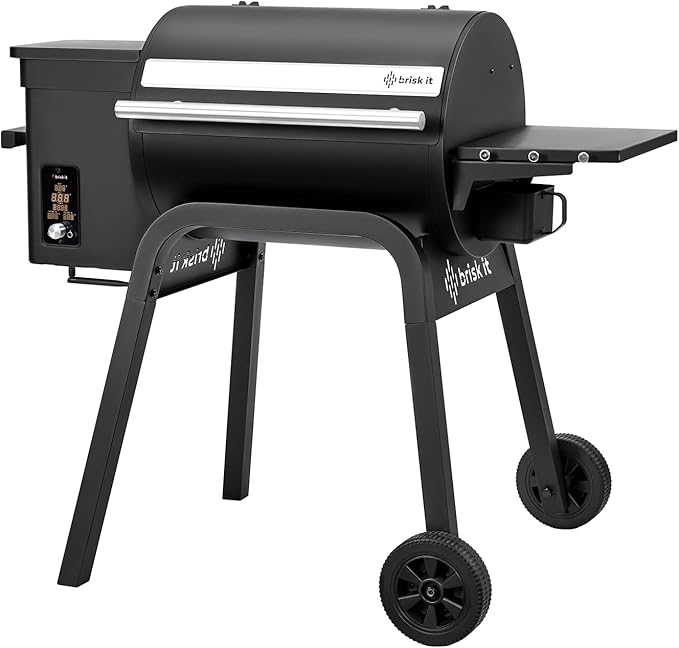 Brisk It Zelos-450 Electric Wood Pellet Smoker Grill – A.I. Smart BBQ Grills with WiFi, 450 sq.in Cooking Area, 7-in-1 Outdoor Grill & Smoker, PID Controller (Up to 500°F), Meat Probe
