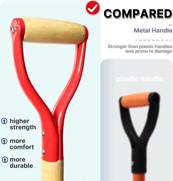 VNIMTI Garden Fork,4-Tine Spading Fork,Compost Fork,Steel Digging Fork,45Inch,Steel Y-Grip,Wooden Handle