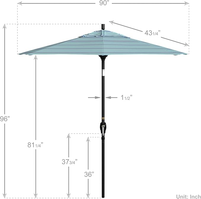 California Umbrella 7.5' Round Aluminum Market Umbrella, Crank Lift