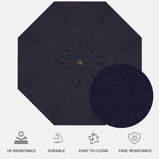Treasure Garden AKZ PLUS Cantilever Umbrella 13' Octagonal Obravia Navy Canopy and Black Frame with Rolling Base