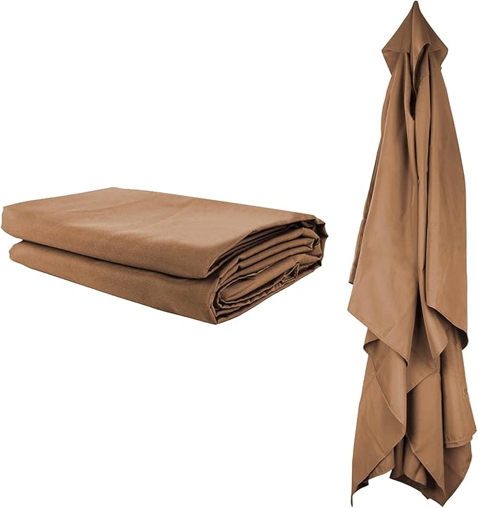 Rectangular Umbrella Canopy Replacement 6 Ribs, Fade Resistant Replacement Umbrella Canopy, Heavy Duty Polyester Fabric Outdoor Shade Canopy Cover for Market Table Cantilever Parasol Top Cover(Khaki)