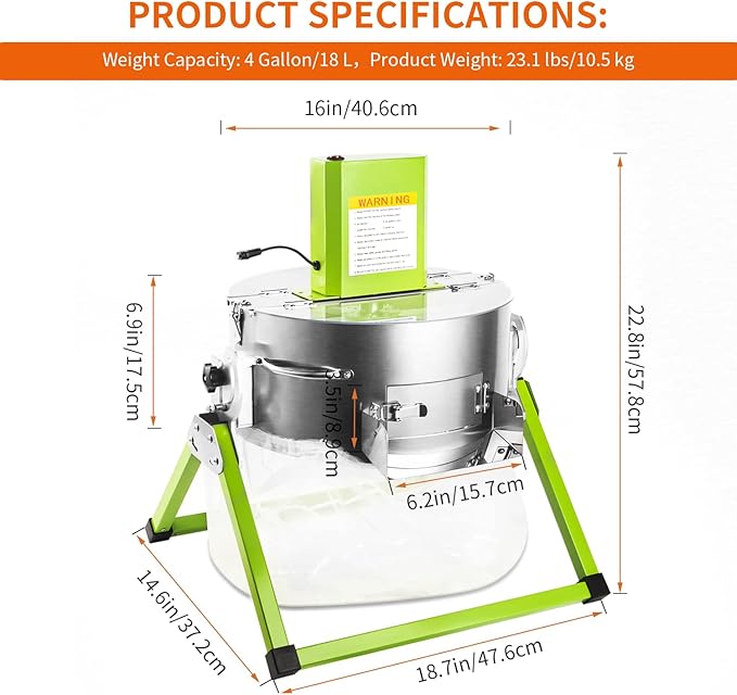 16 Inch Columnar Bud Leaf Trimmer Machine, Hydroponic Dry Wet Trimming Reaper Bowl with Sharp Stainless Steel Blade, Spin Cutting, for Plant Bud and Flower