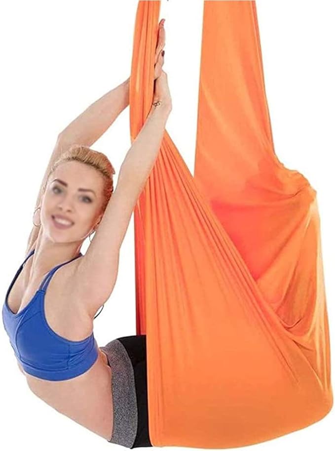 Indoor Sensory Nylon Swing Kids Swings Elastic Hammock for Autism ADHD ADD Up to 100kg Calming Effect On Children (Color : Orange, Size : 150 x 280 cm)