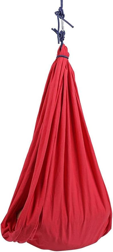 Elastic Aerial Yoga Hammock Nylon Hanging Cuddle Swing Seat Therapy Kids Swings for Autism ADHD ADD Indoor Outdoor Children Teens (Color : Red, Size : 150 x 280 cm)