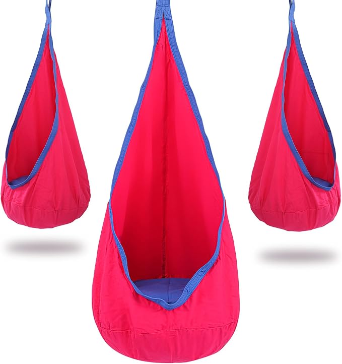YAERSI Kids Pod Swing Seat, Cotton Hammock Chair with PVC Inflatable Cushion,Sensory Swing for Indoor and Outdoor Play Portable