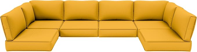 Outdoor Furniture Replacement Cushions, 5" Foam Foam High-Density, Fits 6-seat Sectional Rattan Conversation Set, 14 Piece Patio Water-Resistant Replacement Sofa Cushions, Liner&Cover