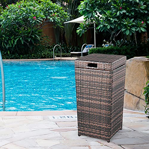 41 X 41 X 81.5cm Rattan Outdoor Garbage Anti-UV Outdoor Resin Wicker Trash Garbage Can Rubbish Bin 26.7 Coupons Gallon