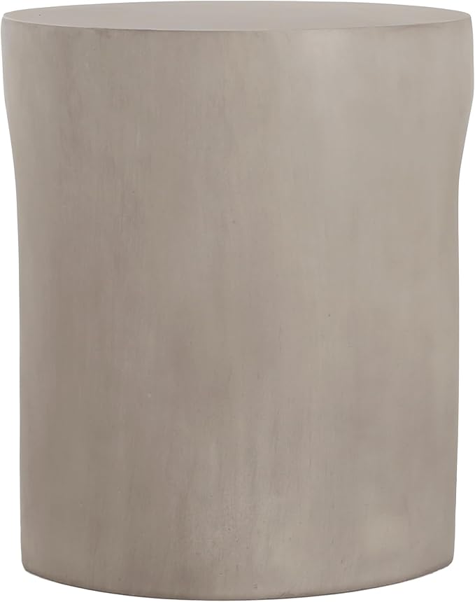 Outdoor Side Table 16" U-Shape Shape Concrete Side Table, Patio Tables for Outside Decorative Garden Stools, No Assembly Accent Table for Patio Porch Living Room, Grey