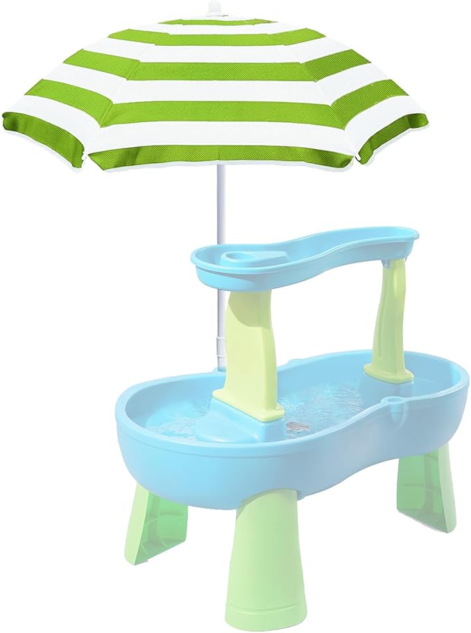 Beach Umbrella for Kids Water Table & Picnic Table Shade, Heavy-Duty Children's Portable Outdoor Umbrella, 47 Inch UV Protection for Sand Play, Camping, Garden and Beach. Green