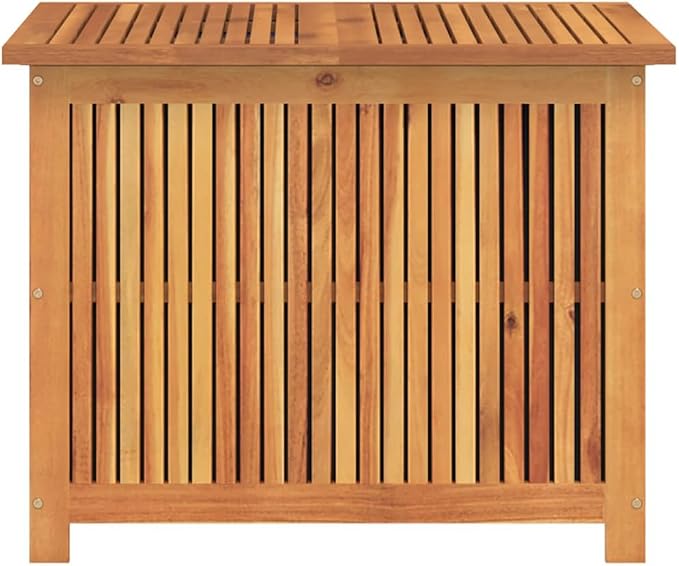 Outdoor Garden Storage Box, Solid Acacia Wood Deck Chest with Lid, 29.5x29.5x22.8 Inch Patio Organizer for Cushions, Toys, and Tools, Natural Oiled Finish