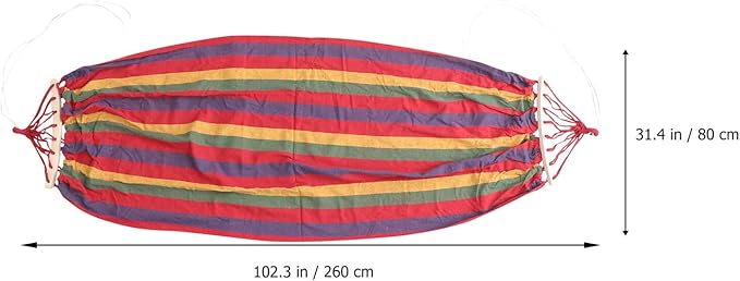 Yardwe Rainbow Striped Canvas Hammock Single Outdoor Travel Swing with Anti-tip Design for Patio Camping Leisure in Red