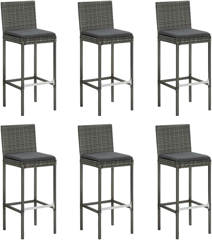 Patio Bar Set with Cushions,Patio Lounge Set,Conversation Sets,Outdoor Garden Table and Chairs Sets,Outdoor Patio Furniture,for Patio,Backyard,Garden,7 Piece Gray