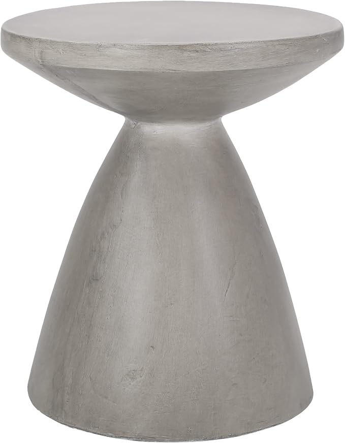 Patio Side Table, Lightweight Concrete, Light Grey