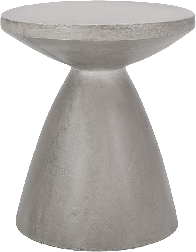 Outdoor Concrete Side Table, Light Grey