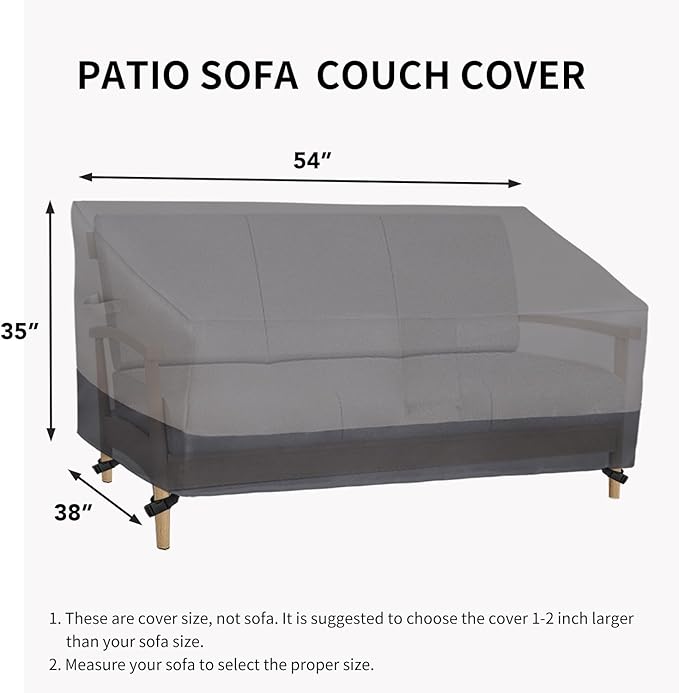 Easy-Going Waterproof Outdoor Loveseat Cover Heavy Duty Patio Furniture Couch Cover Windproof Durable (54Wx38Dx35H inch, Gray/Dark Gray)