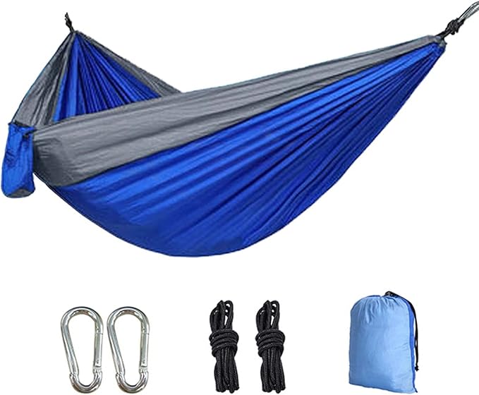 Hammocks for Outside 2 Person, Hammocks for Trees with Net, Portable Camping Hammock, Parachute Hammocks, Outdoor Hammock, for Outdoor, Indoor, Patio Yard