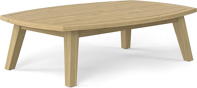 SIMPLIHOME Parkside SOLID ACACIA WOOD 70 inch Wide Rectangle Contemporary 4 Piece Outdoor Conversation Set in Natural for the Living Room