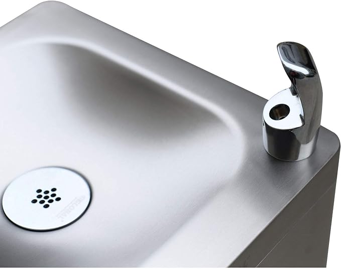 Global Industrial Outdoor Pedestal Drinking Fountain, Stainless Steel
