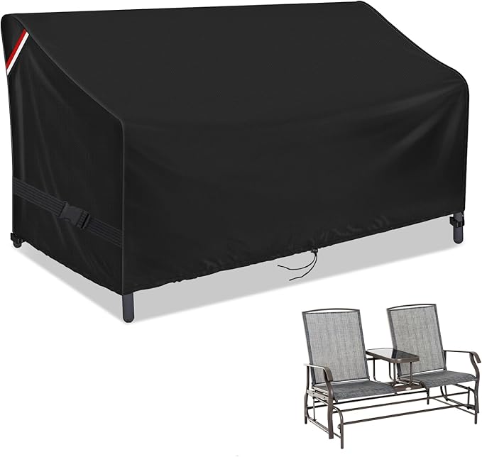 Patio Loveseat Cover, 60 Inch Waterproof Outdoor Sofa Cover for 2-Seater Bench Couch, Heavy Duty Outside Swing Glider Furniture Cover - 60" L x 34" W x 30" H
