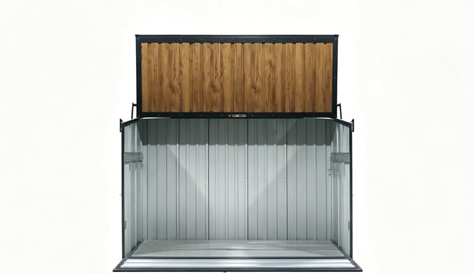 Outdoor Storage Box 594 Gal Galvanized Steel Deck Cabinet, Charcoal Grey