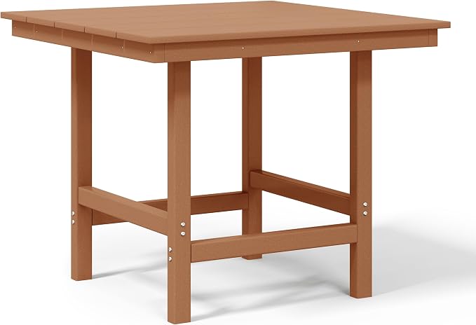 WestinTrends Ashore Outdoor HDPE 36" Square Patio Dining Table with Umbrella Hole, Teak