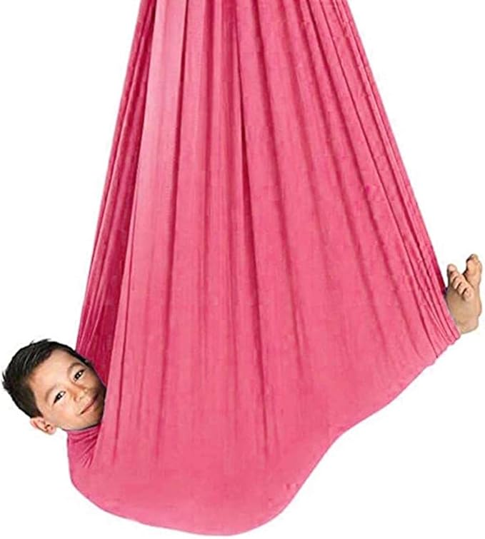 Indoor Kids Therapy Swing for Children Portable Cuddle Hammock Up to 440lbs for Autism ADHD ADD Sensory Integration Chairtoy (Color : Pink, Size : 100 x 280 cm)