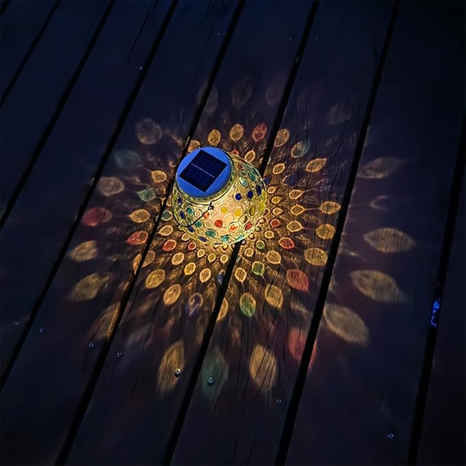Color Changing Solar Powered Mosaic Glass Ball Light, IP65 Waterproof Garden Outdoor Table Lamps, Decorative Night Light for Patio, Yard, Room & Ideal Gift for Women/Girls