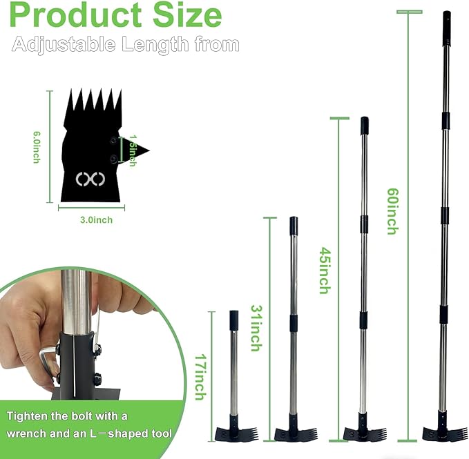 Weed Puller Tool with Long Handle 3 in 1 Manual Garden Hoe Heavy Duty Weeder Remover Tool for Yard, Lawn, Patio and Garden