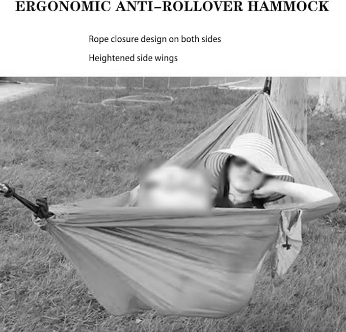 Comfortable and Lightweight Double Hammock, Outdoor Anti-Rollover Leisure Swing, with Storage Bag/Hook/Rope, Load Bearing 300kg/661.4lbs(Red)