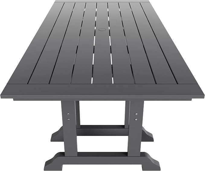 WO Home Furniture Adirondack Patio Dining Chair Table Bench Set of 6 PCS Rectangle Dinner Table Dining Armless Chairs (Gray)