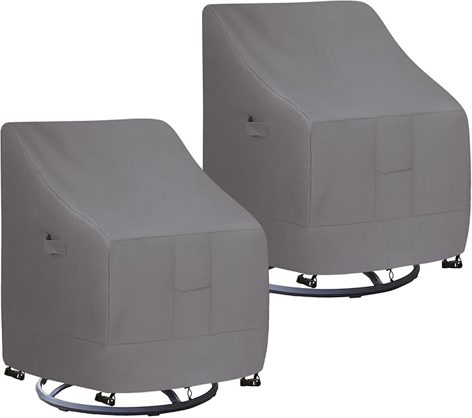 Easy-Going Waterproof Outdoor Swivel Chair Cover UV Resistant Patio Chair Cover Weatherproof Lawn Outdoor Furniture Cover with Tape Sealed Seam (2 Pack-33Wx35Dx38.5H inch, Grey)