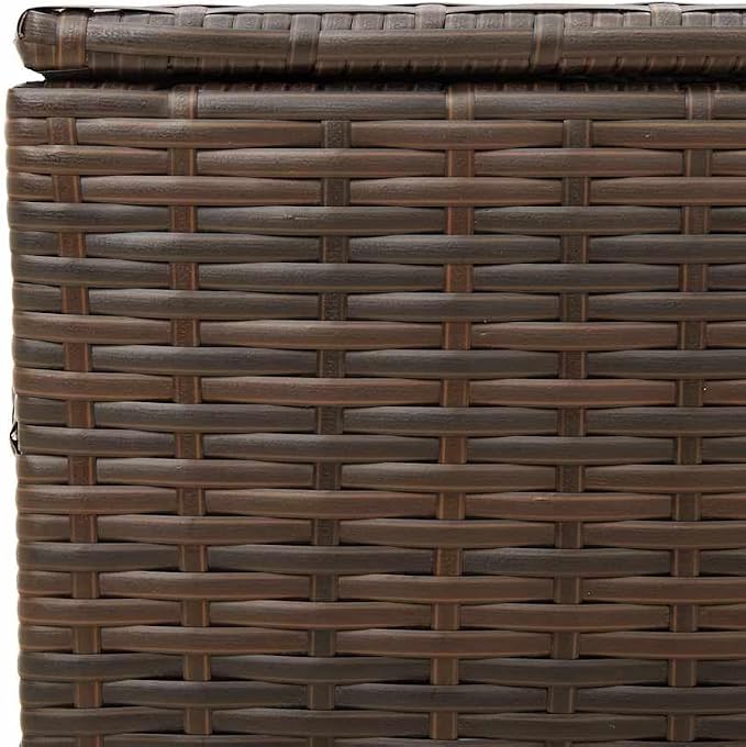 Garden Deck Box Brown PE Rattan Outdoor Storage Box 50 Gallon 21.7x42.1x20.9 in with Wheels Modern Design Robust Patio Cushion Chest for Garden Balcony Terrace