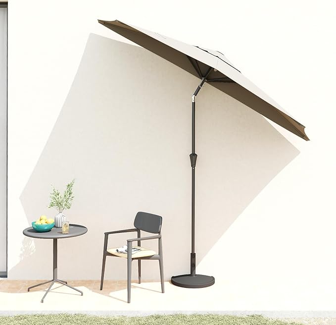 Helios&Hestia 9 ft Small Half Round Wall Outdoor Market Patio Umbrella with Tilt and Crank for Garden, Deck, Balcony