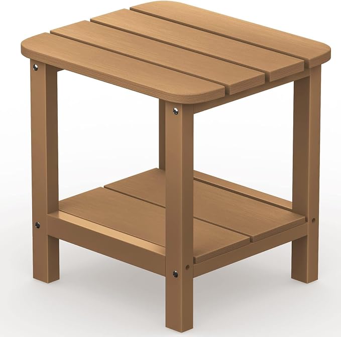 SERWALL Double Adirondack Side Table Rectangular End Table, Brown