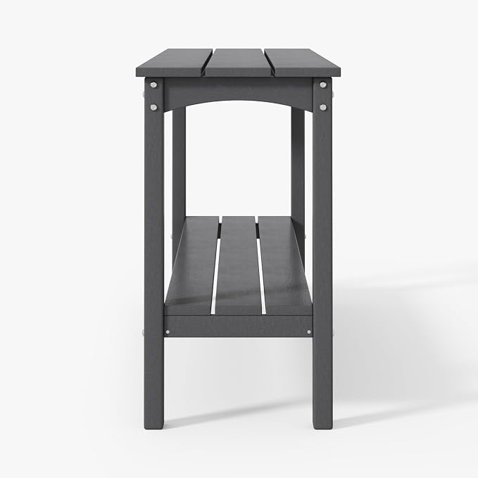 WestinTrends Malibu 55" Outdoor Patio HDPE Adirondack 2-Tier Shelf Console Table, Gray