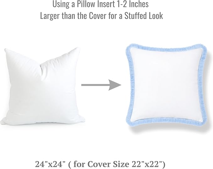 Hofdeco Premium Throw Pillow Insert, Set of 2, 24"x24" (for Cover Size 22"x22") Water Resistant Synthetic Down Alternative Sham Stuffer for Patio, Bench, Garden, Poolside, White
