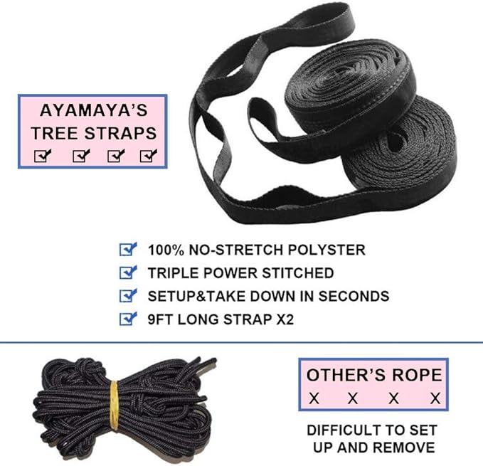 ayamaya Kids Camping Hammock, Small Outdoor Hammock Gifts for Children Girls Boys, Ultralight Kids Camping Gear with Tree Strap & Carabiners,Sling Swing Hammock for Indoor/Outdoor Use
