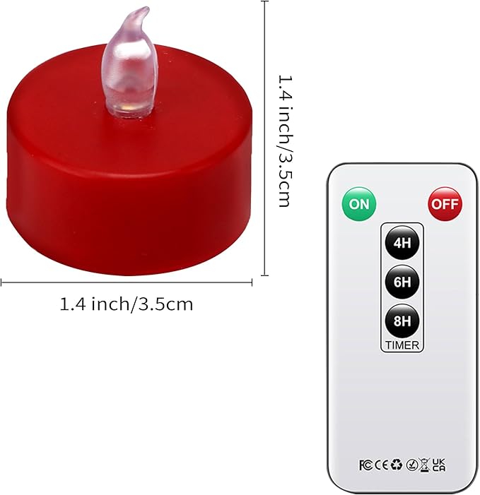 Hanzim Tea Light Candles with Remote Control,Flickering Flameless LED Candle,Long Lasting 400+Hours,Battery Operated with Timer for Home Decoration Seasonal &Festival Celebration Red (5pcs)