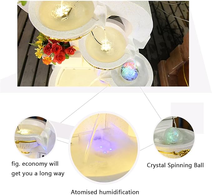 Outdoor Fountains Outdoor Water Fountains Decor Resin Indoor Fountain for Garden, Floor Patio, Deck, Porch, Backyard and Home Art Decor (51.18inch) Garden Water Fountain(Yellow)