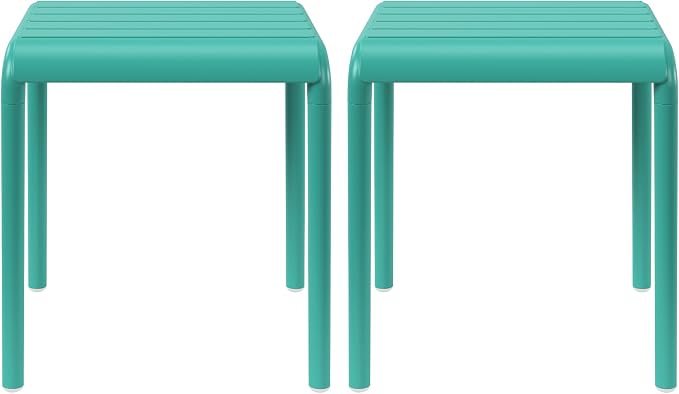 WestinTrends Playa Plastic Modern Outdoor Patio Accent Side Tables (Set of 2), Turquoise